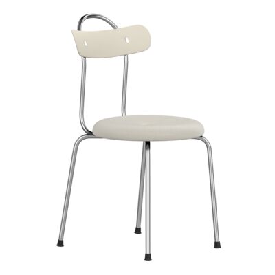 Lammhults_TaburettPlus_chair_beige_chrome_uph_seat_frontangle.png