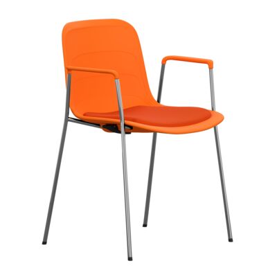 Lammhults_Grade_armchair_chrome_orange_seatpadorange_frontangle.png