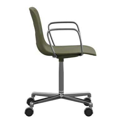 Lammhults_Grade_armchair_4-feet_casters_chrome_greygreen_side.png