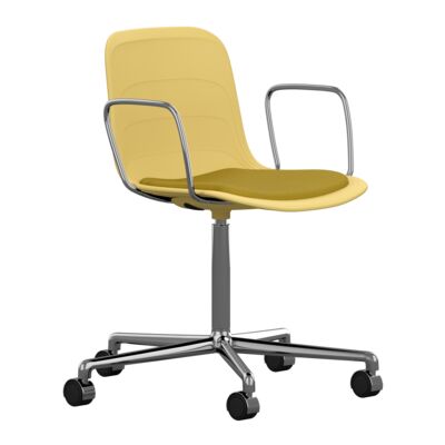 Lammhults_Grade_armchair_5-feet_casters_chrome_yellow_seatpadyellow_frontangle.png