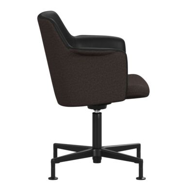 Lammhults_Carousel_armchair_4-feet_black_outsidebackbrown_insidebackblackleather_side.png