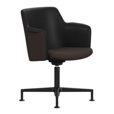 Lammhults_Carousel_armchair_4-feet_black_outsidebackbrown_insidebackblackleather_frontangle.png