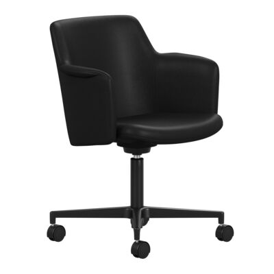 Lammhults_Carousel_armchair_4-feet_casters_black_blackleather_frontangle.png