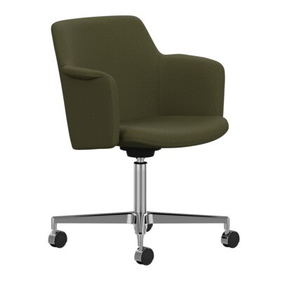 Lammhults_Carousel_armchair_4-feet_casters_polished_green_frontangle.png