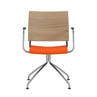 Lammhults_Spira_armchair_4-feet_chrome_oakback_seatorange_front.png
