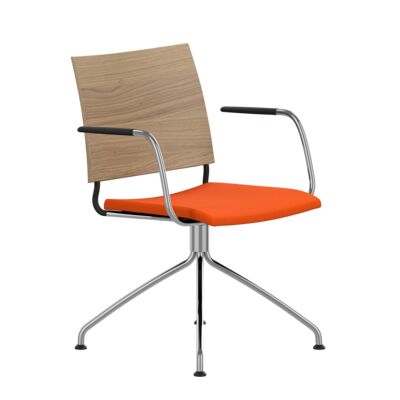 Lammhults_Spira_armchair_4-feet_chrome_oakback_seatorange_frontangle.png