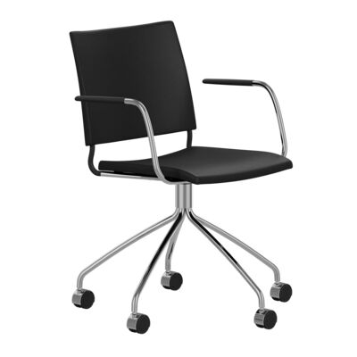 Lammhults_Spira_armchair_5-feet_casters_chrome_blackleather_frontangle.png