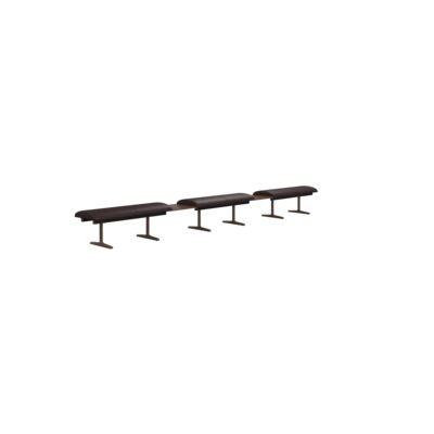 Lammhults_Teius_modularseating_H460_3x1200bench_blacktables_brown_brownleather_frontangle.png